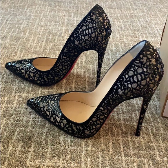 Christian Louboutin heels w/lace embossing. - Picture 6 of 7